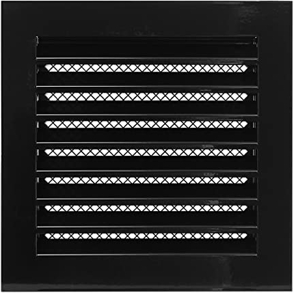 Steinberg14 Black 200x200mm / 8x8'' Metal Industrial Grille with Insect Mesh - Steel Ventilation Cover