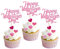 24 Stück Happy Valentine's Day Cupcake Topper Glitzer Sweet Heart Love You Cupcake Picks für Valentinstag Thema Geburtstag Party Kuchen Dekorationen Supplies Rosa