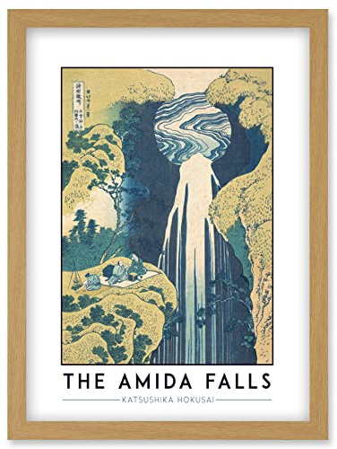 Wee Blue Coo Katsushika Hokusai The Amida Falls Painting Artwork Framed Wall Art Print A4