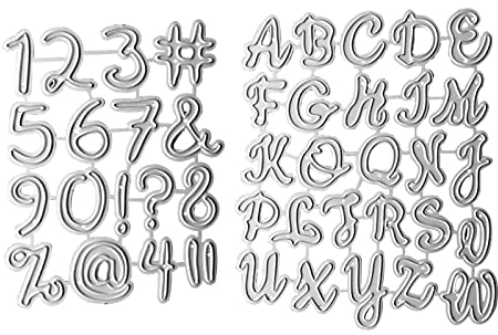 Floatdream 2 Sets Troquelado Plantilla Grande Letras+Numeros Set, DIY Metal Embossing Stencils, Metal Troquelado Troqueles, Para Cortar Tarjetas de Papel DIY, Albumes y Scrapbooks