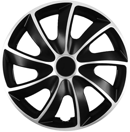 Radkappe Radzierblende 13 14 15 16 17 Zoll Quad Bicolor Silber Schwarz 3 Stück (15 Zoll)
