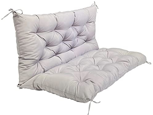 Yuly Gartenbankkissen, 2/3-Sitzer, mit Rückenlehne und Bändern, Schaukelstuhl-Sitzkissen, Ersatzteil, wasserdichte Terrassen-Sitzmatte, bequeme Bankkissen für drinnen und draußen (hellgrau)