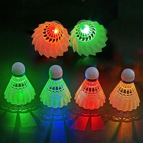 YeahBoom Led Badminton Bälle,Led Nylon Sport Badminton,6 Stücke LED Federballs,Leuchtende Federbälle,Leucht-Federball,Led Badminton Set Kinder,für Indoor/Outdoor Sportaktivitäten