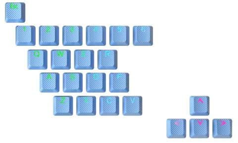 Geeky Gummiertes Tastenkappen-Set | Double Shot Translucent | ABS + TPR | OEM-Profil für mechanische Gaming-Tastatur (Himmelblau, 23 Tasten)