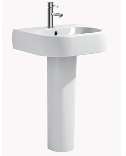 IMPERIAL BAGNO - Lavandino Sospeso Bagno 56x48 Con Colonna Bianco Serie Carib