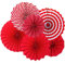 Halbur Papierfächer Party Deko Set, 6PCS Rot Gestreift Gepunktet Hängend Tissue Papier Fans Fächer Dekoration für Erntedankfestm, Silvester, Geburtstag, Weihnachten