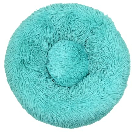 DOTBUY-SHOP Hundebet Rundes Katzenbett, Hundekissen Grosse Hunde Donut Kissen, Plüsch-Hundekorb Hundebett Waschbar, für Mittel Hunde Katzen und Herbst und Winter (80 cm,Türkise Farbe)