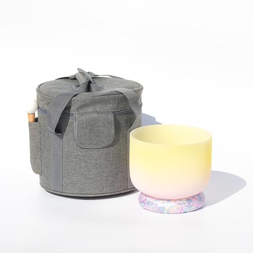 8/10 Zoll Gelb Rosa Kristall Klangschale Yoga Schüssel Buddha Klangschale für Stressabbau Klangtherapie Musikschale mit Tasche (10 Zoll)