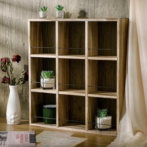Kigley Oversize Coffee Mug Display Rack Wooden Display Shelves Rustic Shot Glass Display Case Travel Mug Shelf Wall Mounted Coffee Mug Rack Holder Shadow Box Shelf (18 x 18)