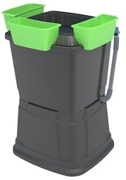 67 Litre 1 Tier Water Butt with Planters, Kit includes rainwater diverter and matching stand by Rainwater Terrace. Black with Bright Green Planters
