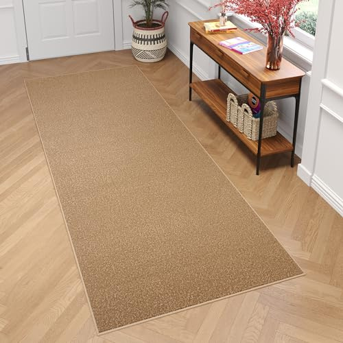 TAPISO Mono Läufer Teppich Kurzflor Indoor Outdoor UV-beständig Beige Einfarbig Wohnzimmer Schlafzimmer Kinderzimmer Modern Design ÖKO-TEX 70 x 200 cm