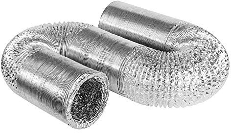 Fantronix Aluminium Flexible Ducting for Extractor Fan, Bathroom, Kitchen, Toilet, Domestic Ventilation, Hydroponics Grow Room Tent Filter, Silver, 6/152mm Dia-3m Long