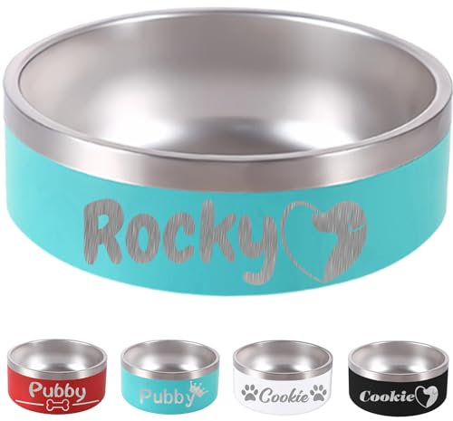 Personalised Dog Bowl Custom Cat Bowl with Name 18/32/42/64 OZ Stainless Steel Non Slip Customised Laser Engraved Pet Bowl Insulated Dog Cat Dishes for Food or Water