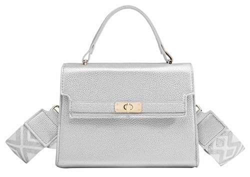 Damen kleine Handtasche Messenger Shopper Schultertasche Crossover Umhängetasche Bodybag Henkeltasche Crossbody Abendtasche Silber