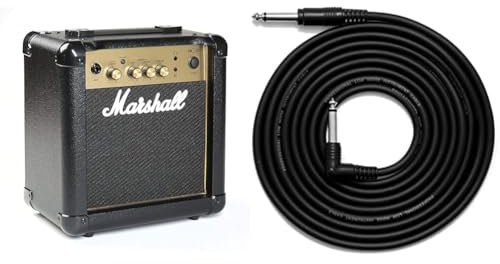 Marshall MG10G Amplificateur Combo Guitare, ampli d'entraînement adapté à la Guitare électrique - Noir et Dore & Tiger GAC42 3m Câble de Guitare - Jack - Jack Coudé