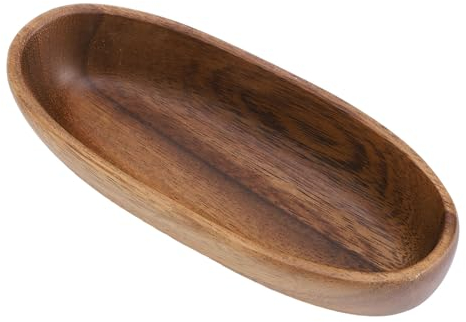 Vassoio da portata in legno, facile da pulire, a forma di barca, per frutta, dessert, snack, caramelle (29,5 cm di lunghezza)