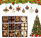 Agoer Weihnachtskugeln Kupfergold Set, 52 Stück Weihnachtsbaum Kugeln Kunststoff mit Schlüsselband und Aufbewahrungsetui, Christbaumkugeln Outdoor für Neujahrsparty Hochzeit Weihnachtsbaumschmuck