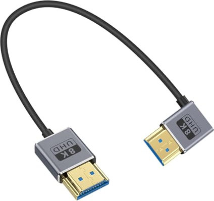 Duttek Cavo HDMI ad angolo retto 8K, cavo HDMI maschio a maschio, cavo HDMI ultra sottile da 48 Gbps OD2,5 mm, supporto 8K a 60Hz, 4K a 240Hz, HDR dinamico, eARC, compatibile con GH5S, PS5, Xbox One