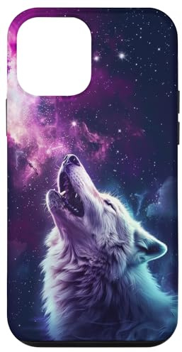 Wolf heult in Universum Galaxie Hülle für iPhone 12 mini