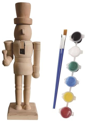 Rurunklee Paint Your Own Wooden Nutcracker Soldier 7.8, Wood Nutcracker Unfinished with Paint Kit, Wooden Nutcracker Unpainted, Paintable Nutcracker Figures Christmas Tree Ornaments