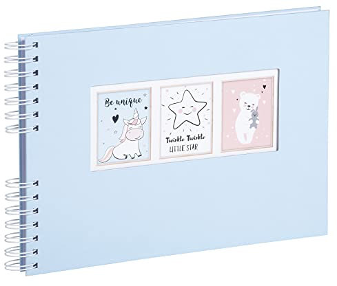 Scrapbooking-Set, Fotoalbum mit Spiralbindung, 50 Seiten weiß, 32x22 cm + Stifte, Sticker, Schablonen, Fotoecken: Scrapbooking