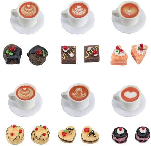 GORGECRAFT 1 Box 24Pcs Miniature Resin Food Figurines Afternoon Tea Coffee Cake Mini Model Food Props Doll House Decoration Kitchen Cafe Accessory for Small Dollhouse Home Party Tabletop Pretend Play
