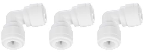 QUARKZMAN 3 raccordi Push to Connect, 3/8 x 3/8 OD, raccordo per tubo e tubo rapido in plastica, angolo di 90 gradi, per sistema di acqua RO, bianco (10-10 mm)