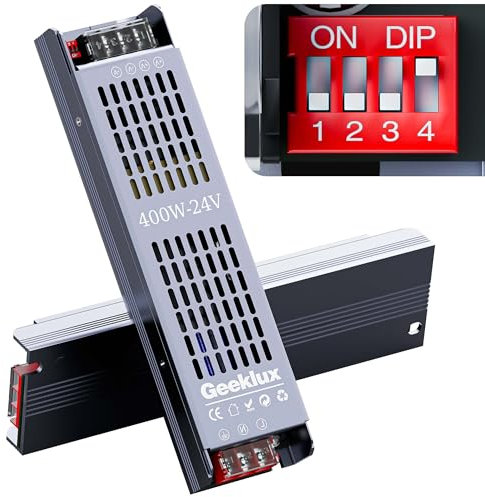 LED Netzteil Trafo 24v dimmbar 400W, Led Transformator 220 230 Volt AC auf 24 Volt DC,Led Treiber Kein Rauschen, Kein Flimmern, IP20 Kompakter Extrem Dünner