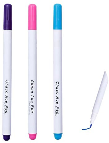 Wasser Löschbaren Markierstifte (3 Stück), Länge 15.2cm Wasserlöslicher Stift für Stoff, Verschwinden Tinte Stoff Markierstifte, Für Schneider und Handwerker, 3 Farben
