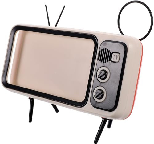 LIGIGWASH Retro TV Phone Holder Wireless Speaker Stand for Smartphones with Retro TV Design Orange for Hands-Free Viewing and Eye Protection