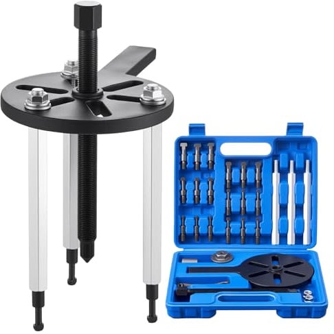 VEVOR Juego de Extractores Multifuncional de Rodamientos 21 en 1 para Rodamientos Internos y Externos, Fácil de Usar, 3 Mordazas, con Estuche Portátil Resistente, 270 x 215 x 60 mm, Azul y Negro