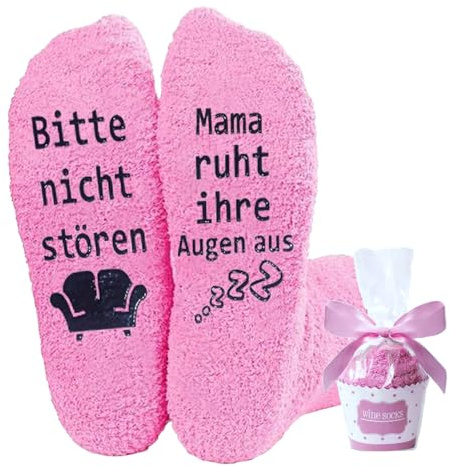 IUHRIE Lustige Socken Damen Geschenke für Mama Oma,Flauschige Warme Kuschelige mit Spruch,Rutschfeste Stoppersocken Fun Socken,Weihnachtsgeschenke,Geburtstagsgeschenk Muttertagsgeschenk,Einheitsgröße