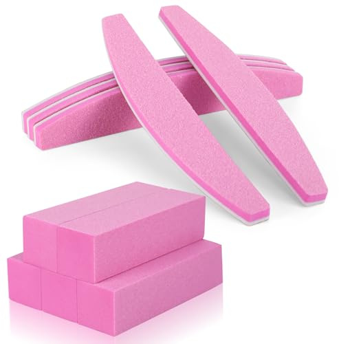 Xinstroe 10 Stück Nagelfeilen Buffer, Doppelseitige 100/180, rosa | Nagel Block Polierblock 100/180 Grit