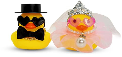 Braut & Bräutigam Gummiente-Set, Hochzeit Deko Geschenk Zur Hochzeit, Rubber Duck, Plastik Paar-Gummiente für Zeremonie, Geschenk, Heiratssegen, Elegantes, herzerwärmendes Geschenk, 6x4.5cm
