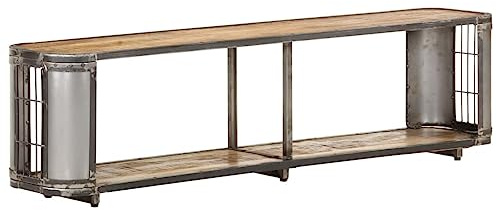 Qnhdfrt 59-Inch Solid Mango Wood and Iron Industrial TV Stand