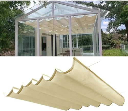 Pergola Für Den Außenbereich Regendichtes Glashaus Baldachin Schattenabdeckung Terrasse Einziehbare Schiebedraht Sonnensegel Markise Für Hinterhofdeck Alle Komponenten, White, 3x3m