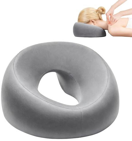 Vrexziy Massage Headrest for the Bed, Face Down Pillow, Ergonomic Massage Face Pillow Face Cushion for Beauty Salon Spa School Home and Office(Gray)