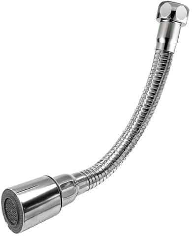 Alargador Grifo Cocina 20cm de acero inoxidable, Extensor Grifo Cocina, Adaptador Extensor Grifo Flexible 360º para Mayoría de Grifos de Cocina y Baño