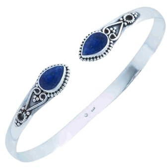 mantraroma armreif armband silber 925 Edelstein | echtes Silber, verschiedene echte Steine zur Auswahl, handarbeit aus Indien, im Geschenkbeutel