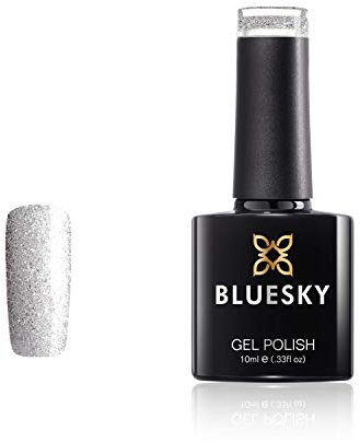 Bluesky Gel Nail Polish, Diamonds and Pearls Platinum 27, Silver Glitter, 10 ml Long Lasting, Chip Resistant, 10 ml (Requires Drying Under UV LED Lamp)
