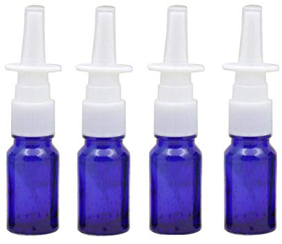 6PCS 10ml/0.34oz Empty Glass Refillable Nasal Spray Bottles Fine Mist Sprayers Makeup Water Travel Containers Jars For Perfumes Essential Oils Saline Water Applications (Blue)