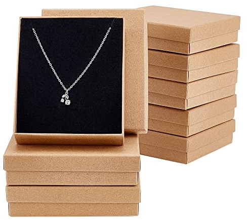 nbeads 8 Stück 11x13x3 cm Braune Pappschachteln Rechteck Burlywood Karton Schmuckschatulle Papier Schmuck Geschenkbox für Armband Halskette Handwerk Geburtstag Weihnachten Präsent Lagerung Display