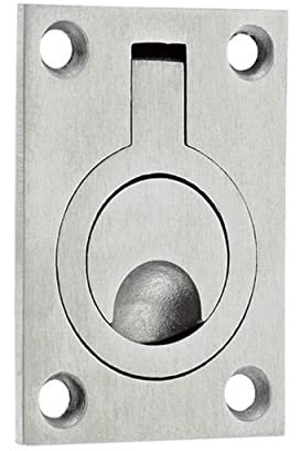 IRONZONE® Solid Quality Flush Ring Pull Handle 44mm x 62mm - Casted Satin Stainless Steel, Pull Out Door Handle, Internal Folding Doors, Pocket Sliding Door Handles, 5 Year Guarantee
