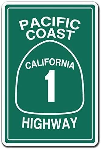 NoveltyPacific Coast Highway California 1 Road Freeway Cali Street Blechschild Retro Metall Poster Vintage Kunst Schild Schilder Hof Garten Tür Cafe Pub Toilette Geburtstag Weihnachten Geschenk