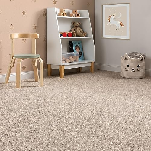 Steffensmeier Teppichboden Margate Meterware | Auslegware für Kinderzimmer Wohnzimmer Schlafzimmer | Beige, Größe: 100x100 cm