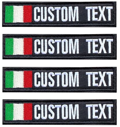 Patch nome militare ricamo personalizzato, gancio bandiera Italia su toppe, Patch nome motociclista per giacche e gilet uniformi, Zaini - patch / 10 x 2,5 cm