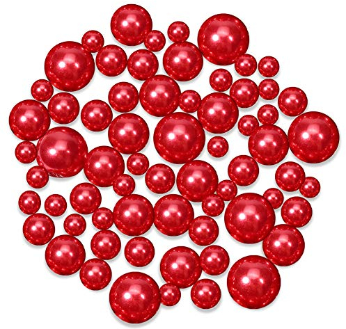 TOAOB 370pcs Glass Pearl Beads Red Round Loose Imitation Pearls Beads 4mm 6mm 8mm 10mm in for Jewellery Making Necklace Bracelet Craft