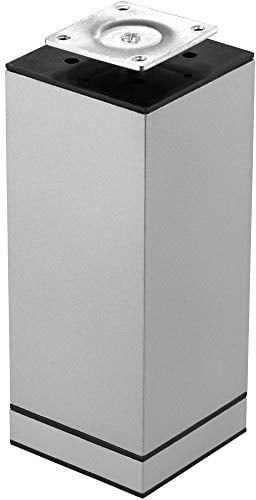 Gedotec Design Möbelfuß verstellbar Schrankfuß eckig Möbel-Bein - NIKO | Sofa-Fuß Höhe 150 mm | Sockelfuß mit Gewinde-Montageplatte | Möbel-Bein Metall Silber | 1 Stück - Kommoden-Fuß Ø 60 x 60 mm