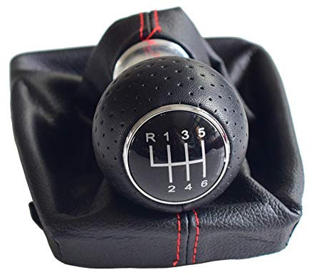 Hatu Cubierta de la perilla de cambio manual de 6 velocidades Cubierta de cuero de la PU para el polvo para Audi A4 B6 B7 2000-2008 (6 velocidades)