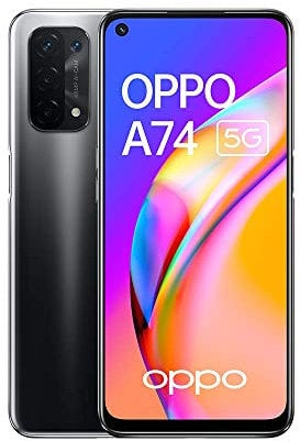 OPPO A74 - Smartphone 5G Débloqué, 6 Go RAM + 128 Go Extensible 256 Go Max, Écran AMOLED 90Hz FHD+ 6,5”, Caméra Quadruple Capteur Photo 48 MP, 5000 mAh, Jusqu’à 2 jours d’autonomie, Noir [version FR]